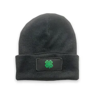 4-H Black Knit Beanie with Patch