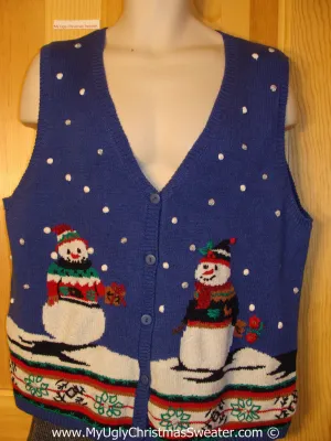 Jolly Snowman Tacky Christmas Sweater Vest  (f1323)