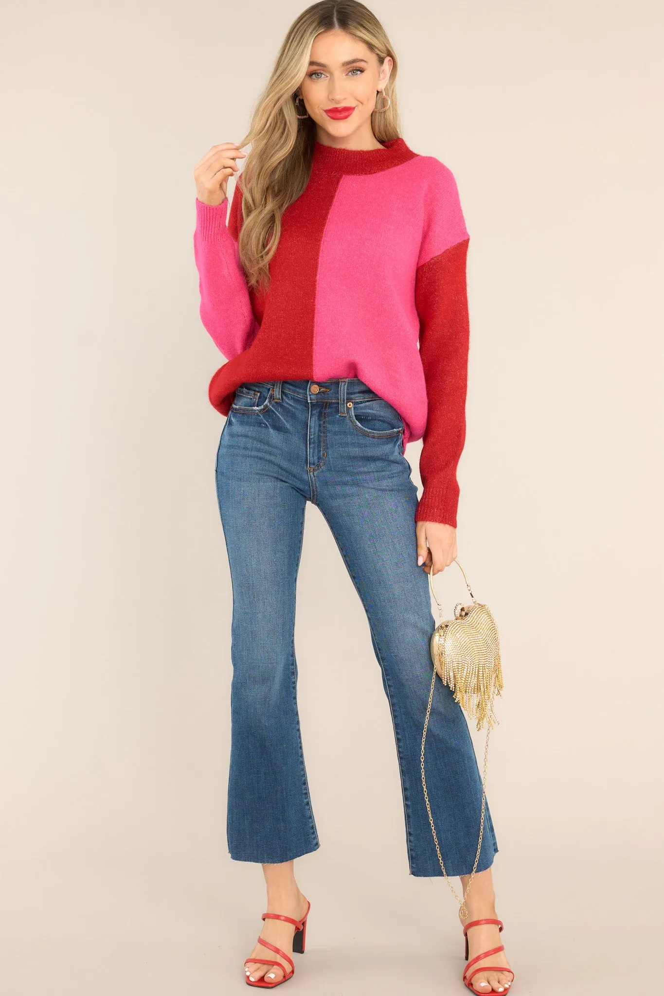 You Wouldn't Get It Hot Pink Two Toned Sweater